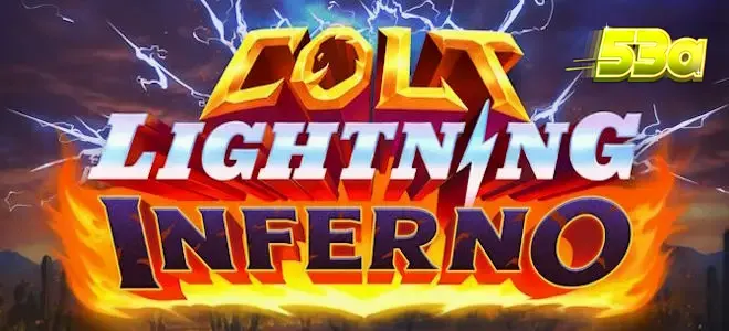 O Super Colt galopando em meio a chamas e relâmpagos no jogo Colt Lightning Inferno